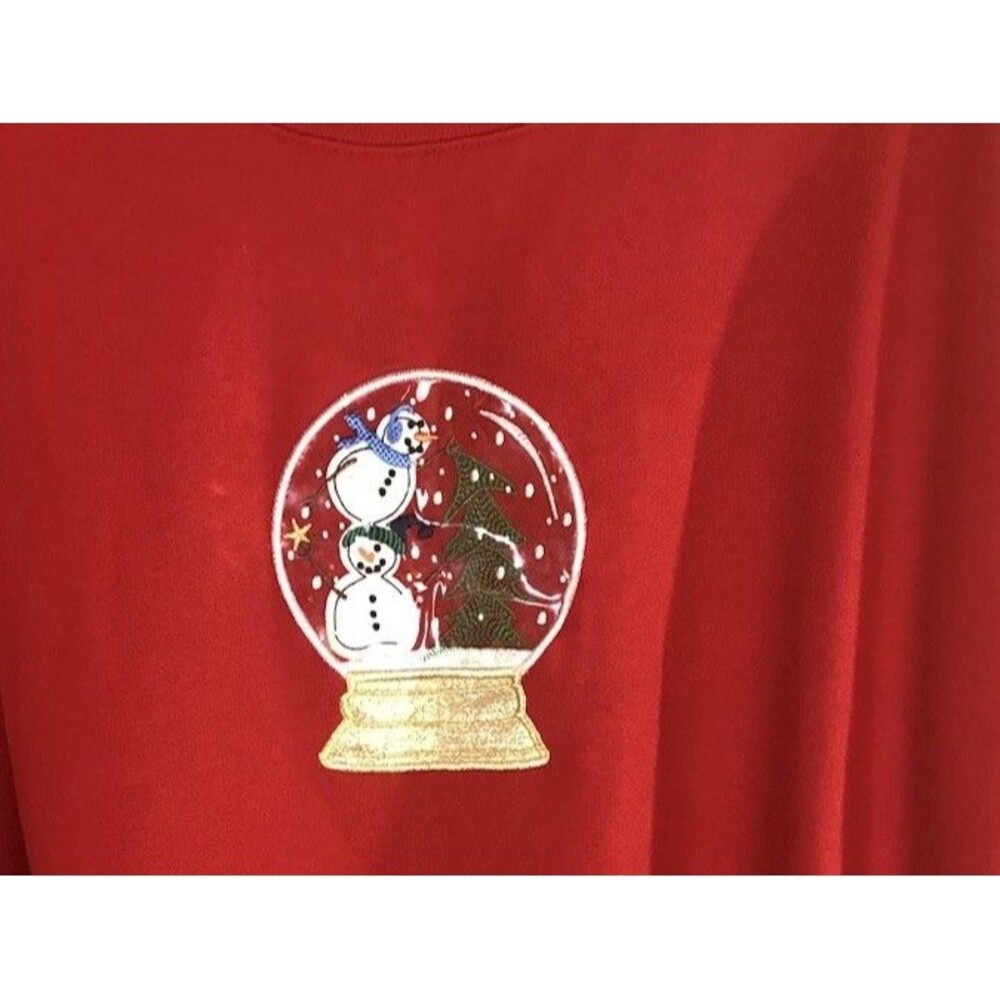 Vintage M&C MC Sportswear Christmas Snowman Snow globe Sweatshirt Women Sz L